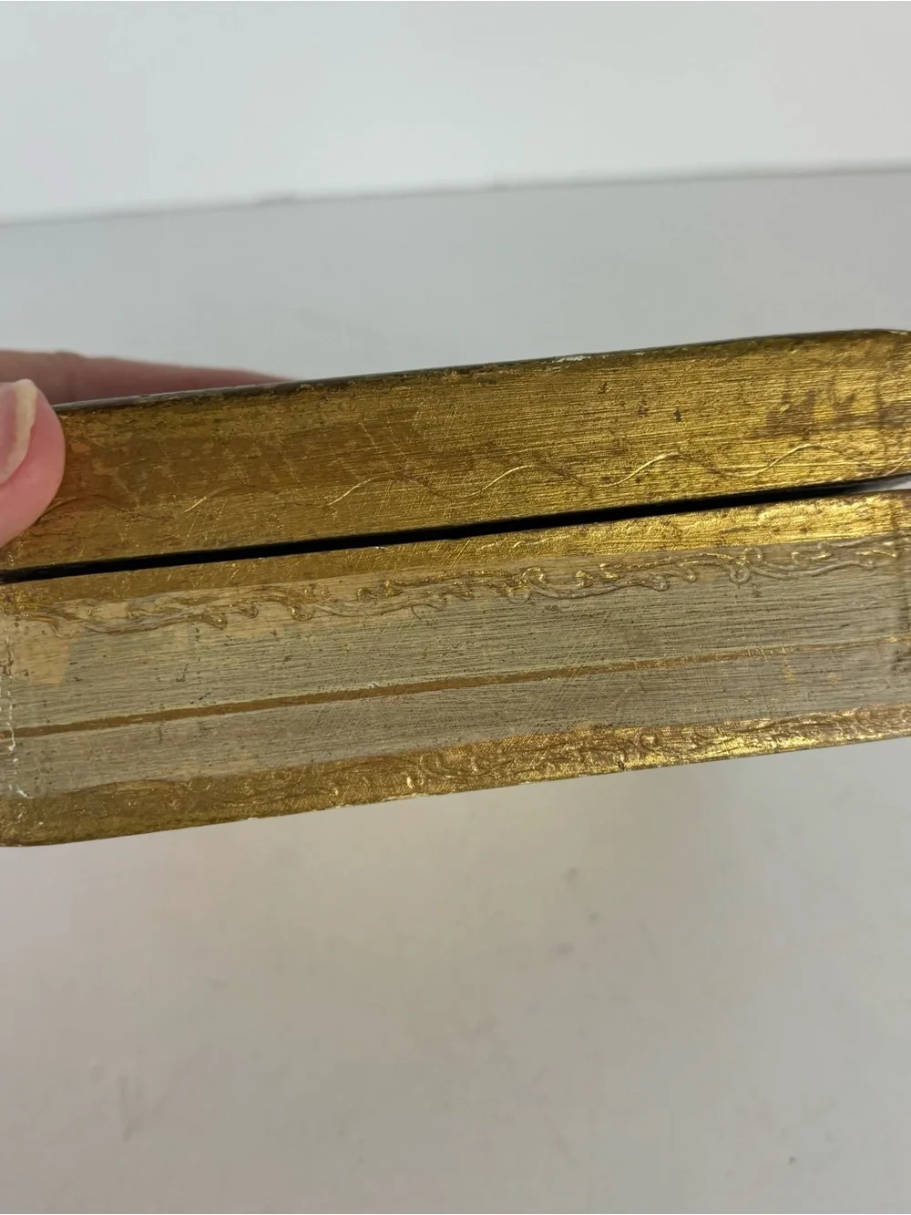 Vintage Italian Florentine Gold Gilded-Hinged Wooden Trinket Box-A Della Robbia